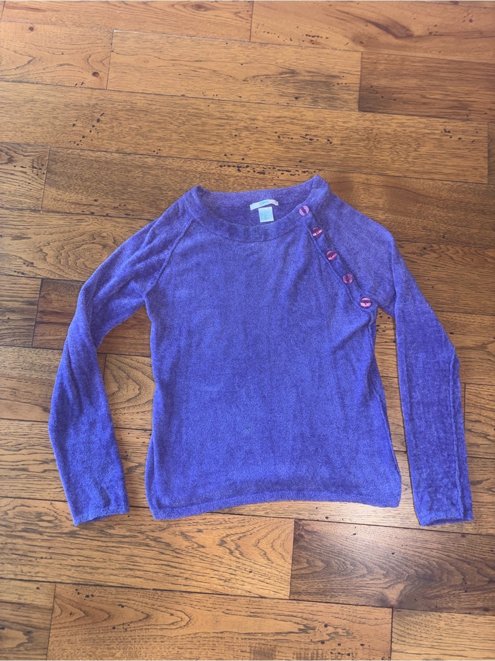 Vintage Play Purple Long Sleeve Super Soft Sweater with Button Detail Size Small